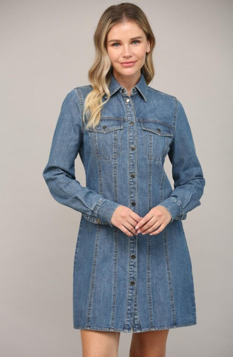Jackie Washed Denim Shirt Dress