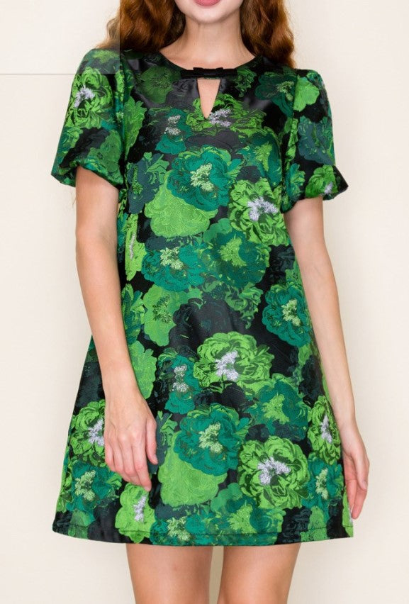 Jade Bow Mini Shift Dress