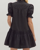 Jana Puff Sleeve V-Neck Mini Dress