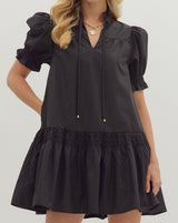 Jana Puff Sleeve V-Neck Mini Dress