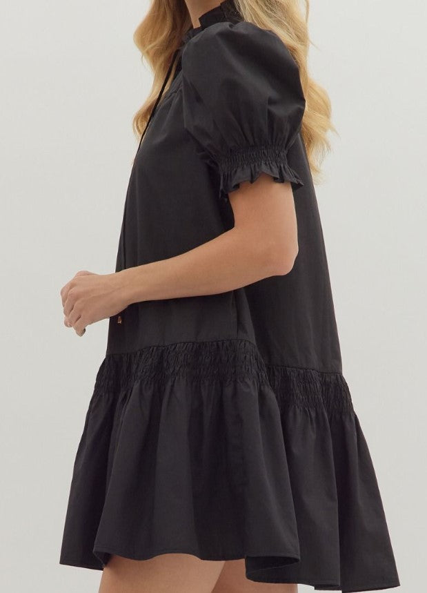 Jana Puff Sleeve V-Neck Mini Dress