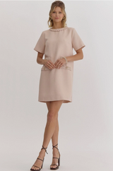 Jane Tweed Round Neck Mini Dress