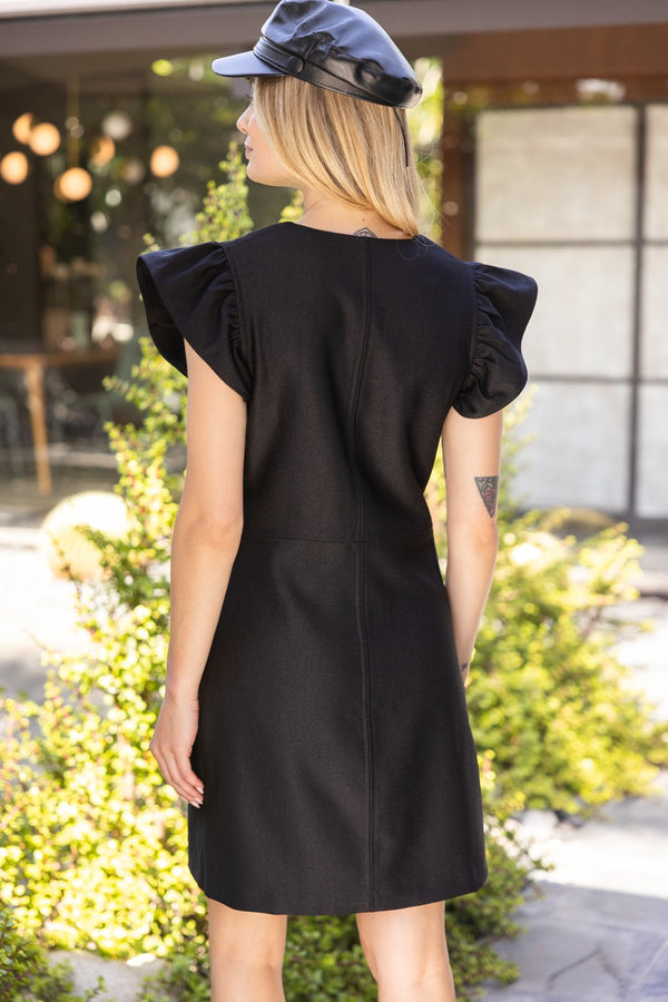 Jean Ruffle Cap Sleeve Mini Dress