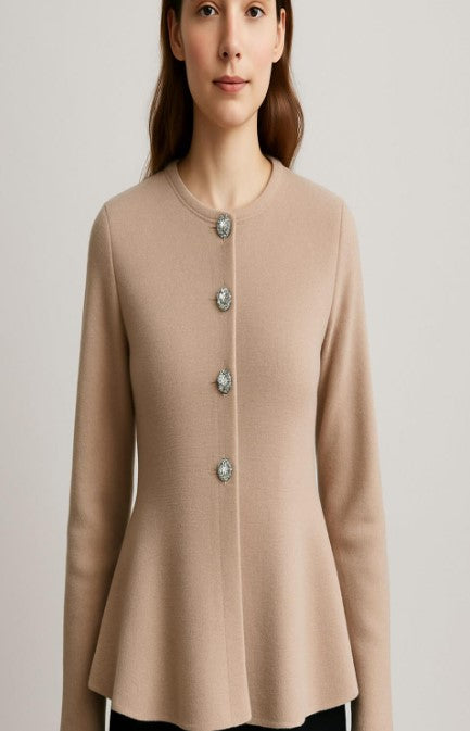 Julie Rhinestone Button Flare Cardigan
