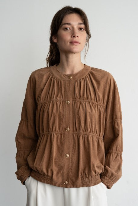 Kat Elastic Piping Suede Jacket