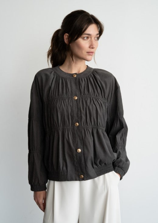 Kat Elastic Piping Suede Jacket