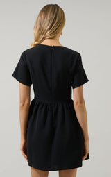 Katia Flare Mini Dress with Rhinestone Bow