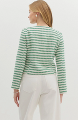 Kay Green-Striped Tweed Jacket