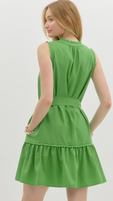 Kerry V-Neck Mini Dress with Scallop Trim