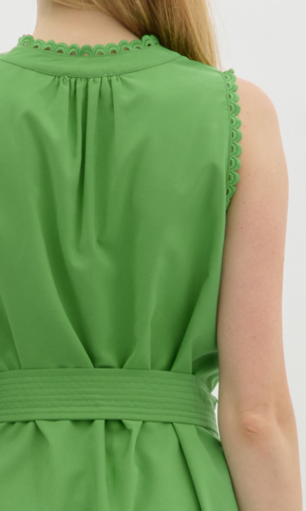 Kerry V-Neck Mini Dress with Scallop Trim