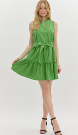 Kerry V-Neck Mini Dress with Scallop Trim