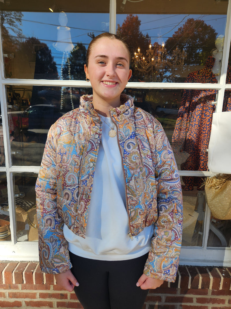 Lainey Light Weight Paisley Puffer Jacket