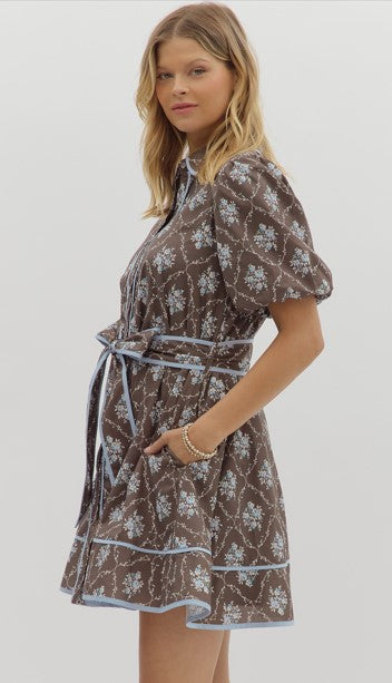 Lanette Floral Printed Shirt Dress