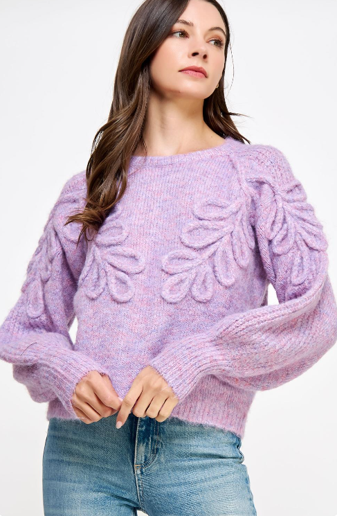 Lara Floral Braid Knit Sweater LibbyKat