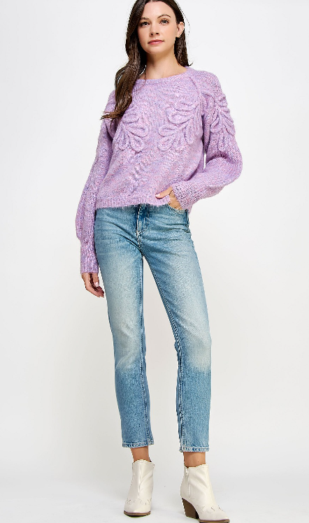 Lara Floral Braid Knit Sweater LibbyKat