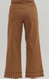 Leah High Waisted Embroidered Hem Jeans