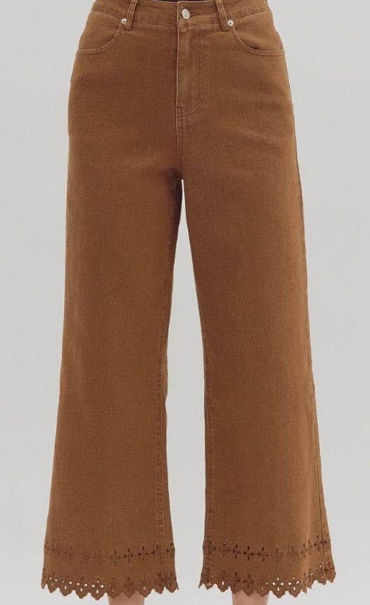 Leah High Waisted Embroidered Hem Jeans