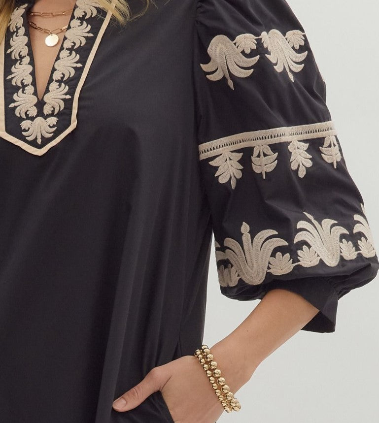 Lexi Embroidered Detail Mini Dress