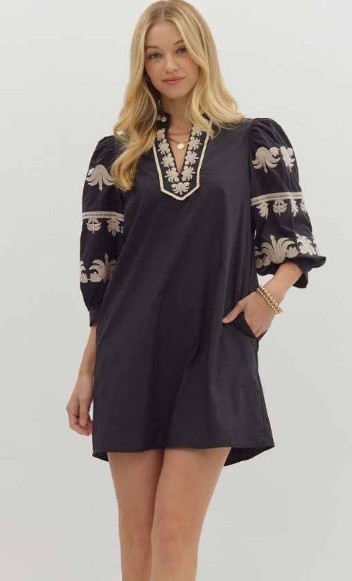 Lexi Embroidered Detail Mini Dress