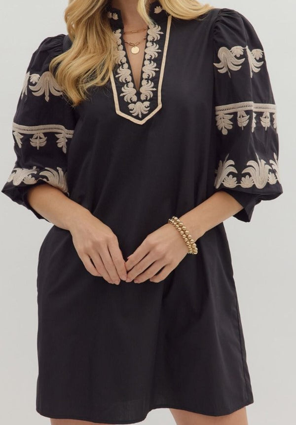 Lexi Embroidered Detail Mini Dress
