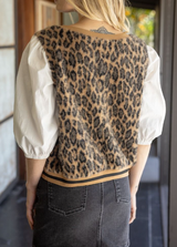 Lila Leopard Fur Contrast Sleeve Top