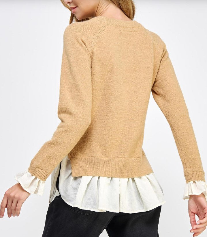 Lily Ruffled Organza Knit Top