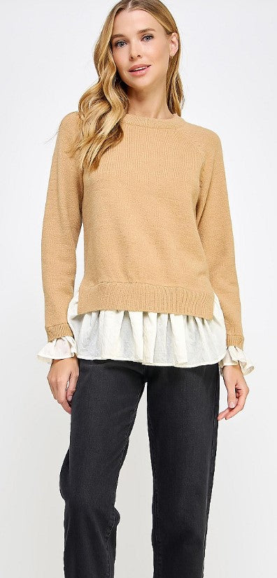 Lily Ruffled Organza Knit Top