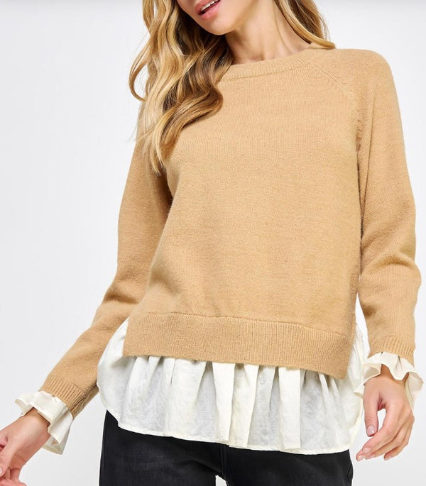 Lily Ruffled Organza Knit Top