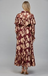 Luna Metallic Floral Chiffon Maxi Dress