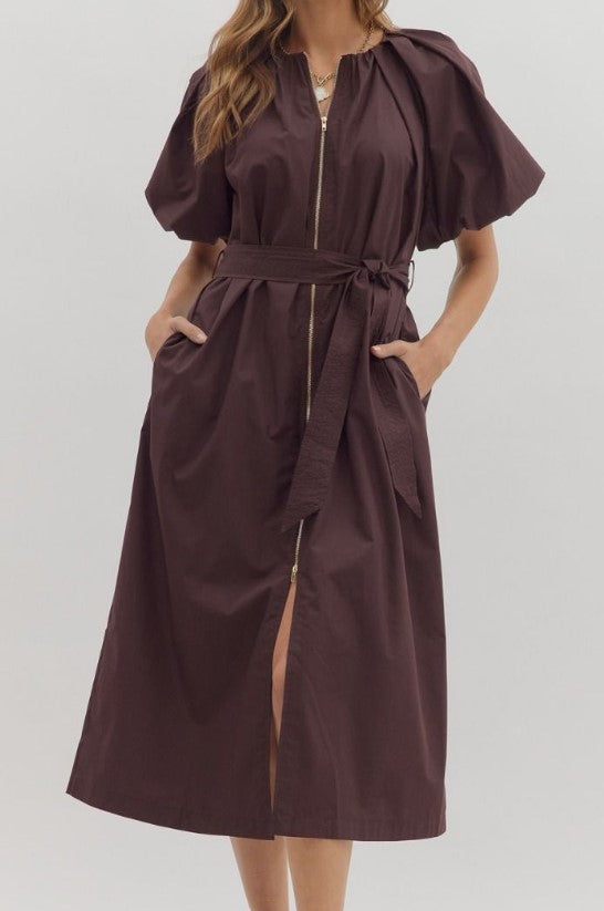 Macy Puff Sleeve Midi Dress