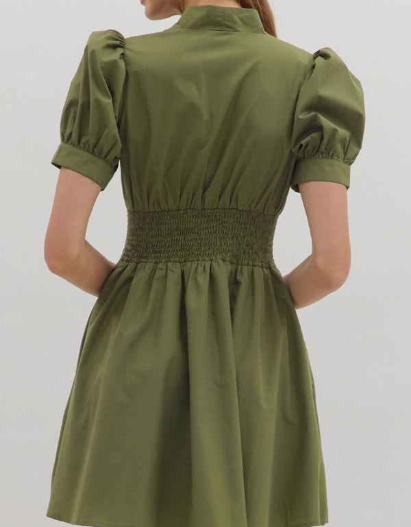 Madison Puff Sleeve Zip Close Mini Dress