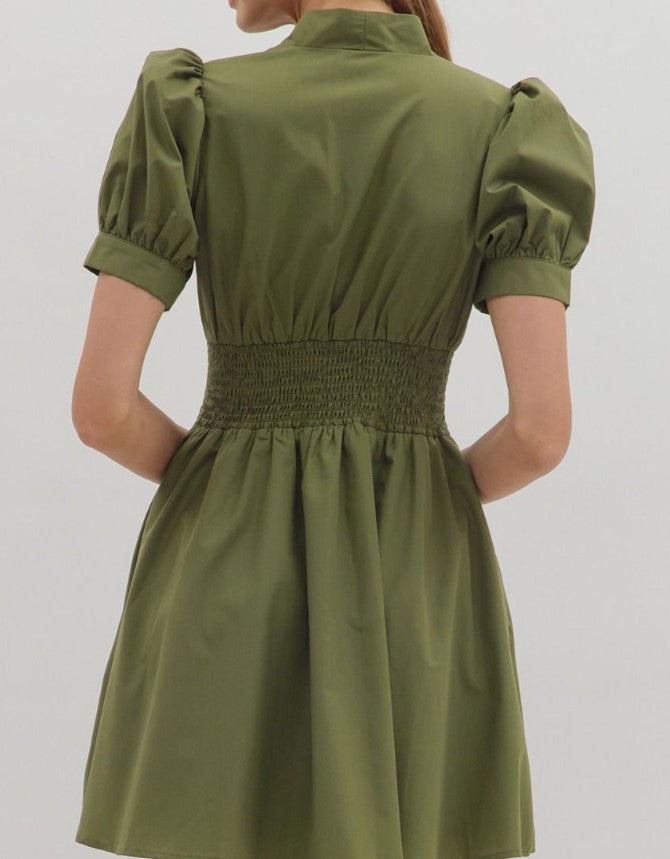 Madison Puff Sleeve Zip Close Mini Dress