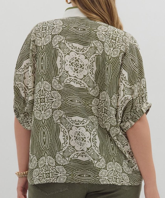 Matilda Patterned V-Neck Top