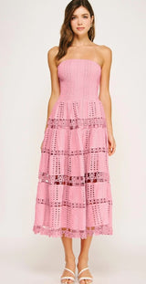 Meeghan Eyelet Lace Tube Dress