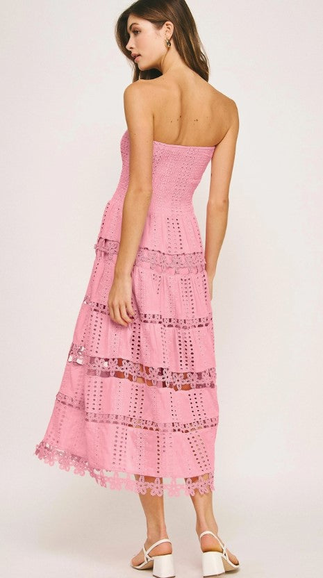 Meeghan Eyelet Lace Tube Dress