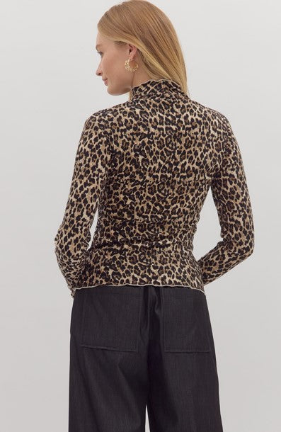 Melanie Leopard Print Ribbed Top