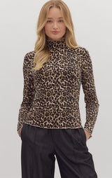 Melanie Leopard Print Ribbed Top