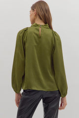 Mellie Long Sleeve Draped Neck Blouse