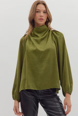 Mellie Long Sleeve Draped Neck Blouse