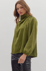 Mellie Long Sleeve Draped Neck Blouse