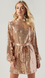 Mimi Mock Neck Sequin Mini Dress