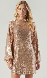 Mimi Mock Neck Sequin Mini Dress