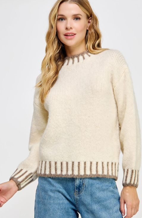 Morgan Embroidered Edge Knit Sweater