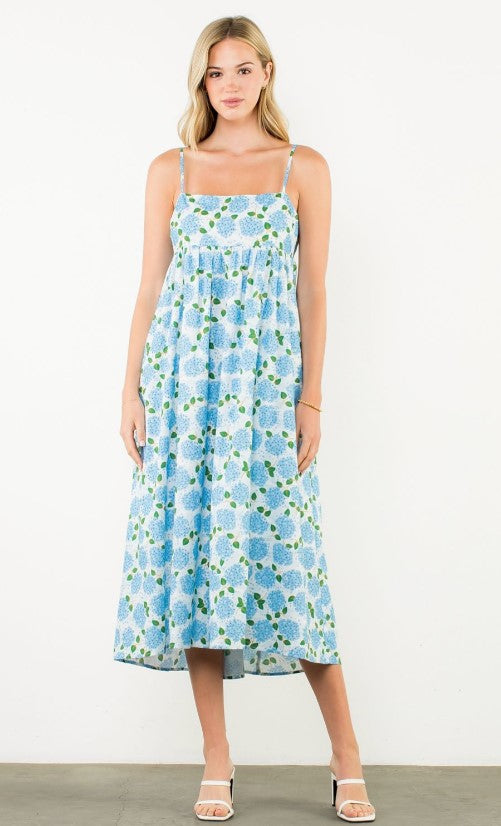 Morgan White Hydrangea Maxi Dress