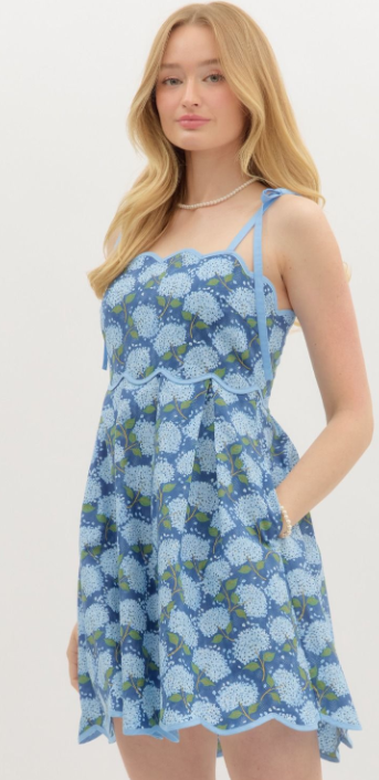 Morgan Hydrangea Print Mini Dress