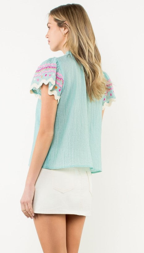 Natalie Flutter Sleeve Textured Top