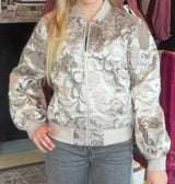 Nayla Floral Metallic Jacquard Bomber Jacket