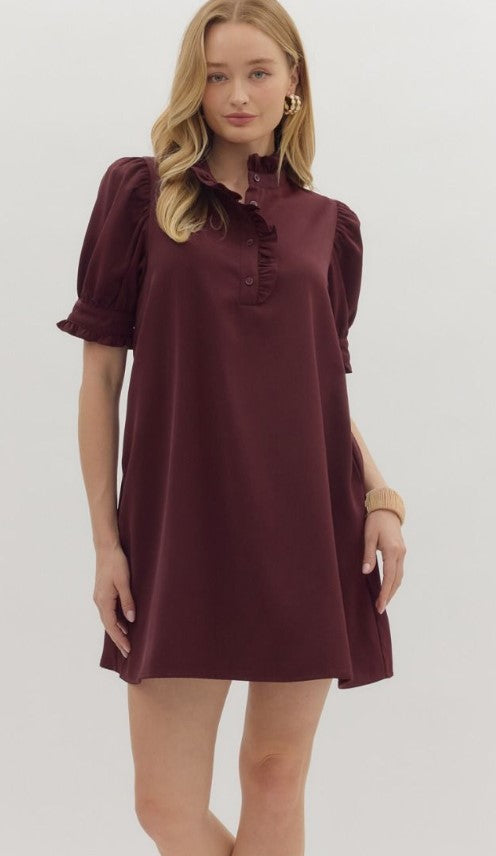 Nora Lightweight Puff Sleeve Mini Dress