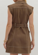 Olivia Sleeveless Self Belt Mini Dress
