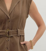Olivia Sleeveless Self Belt Mini Dress